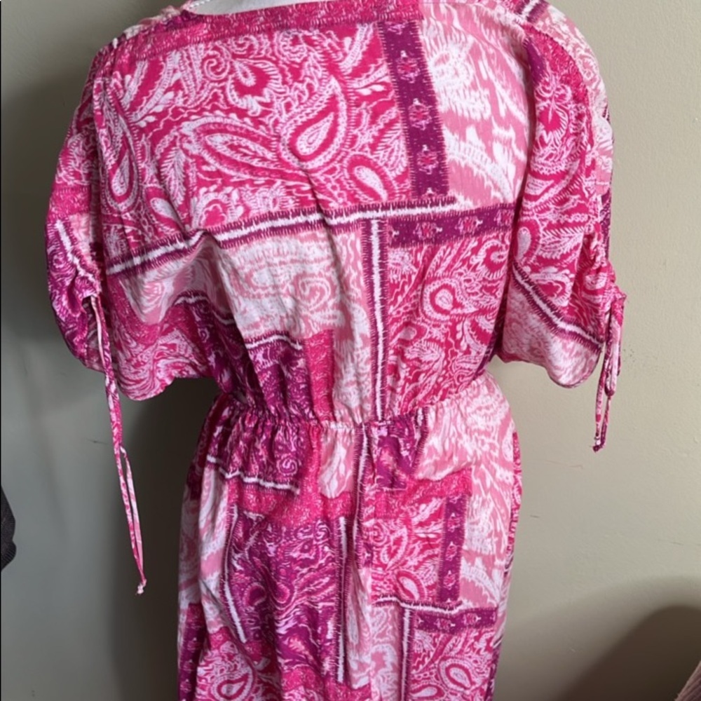 ZARA MAXI DRESS CUT OUT PATCHWORK PINK FUCHSIA LONG COTTON, 3709/917,size large - Picture 12 of 16